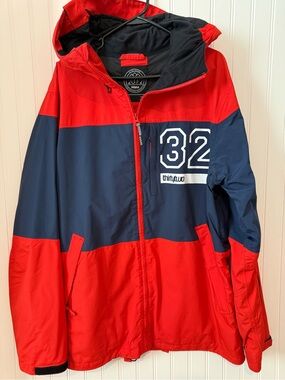 ThirtyTwo Shiloh Red & Navy Colorblock Snowboard Jacket with Hood